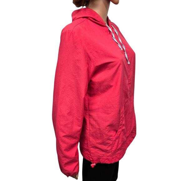 LL Bean Hooded Windbreaker Quarter 1/4 Zip Popover Women S Lightweight Jacket - Picture 4 of 13